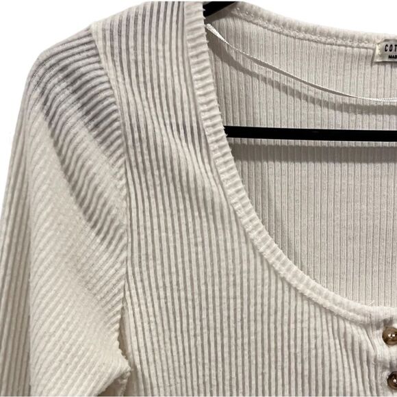 Cotton On White Soft ribbed Long sleeve Crop top Size M - Picture 4 of 6